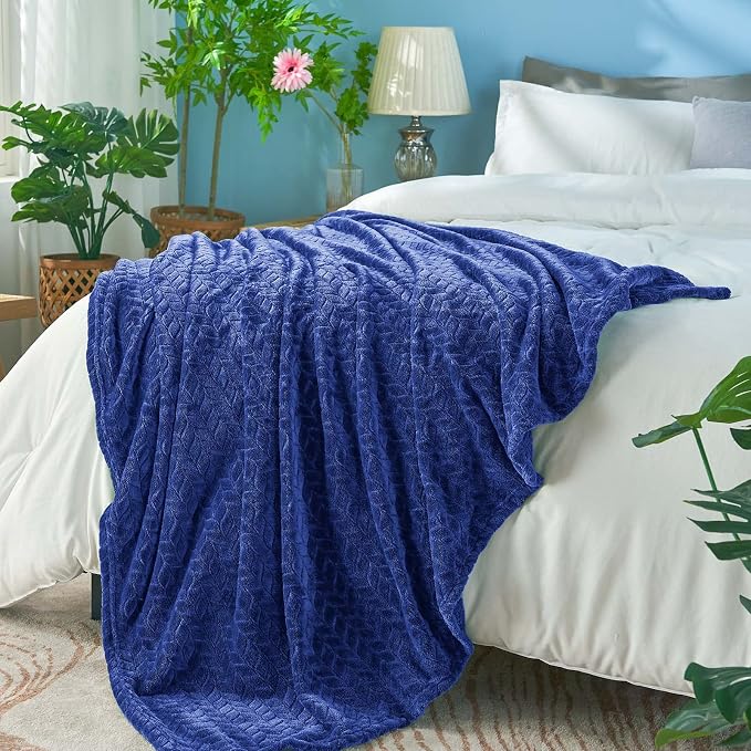 inhand Navy Fleece Twin Blanket, Super Soft Flannel Cozy Blankets - Image 3