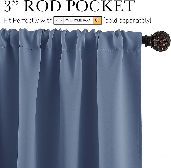 RYB HOME Cafe Blackout Curtains 24 inch Length, RV Curtains - Image 2