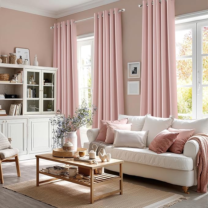MIULEE Blackout Curtains for Bedroom 2 Panels 40 x 90 Inch Long Pink | Thermal - Image 6