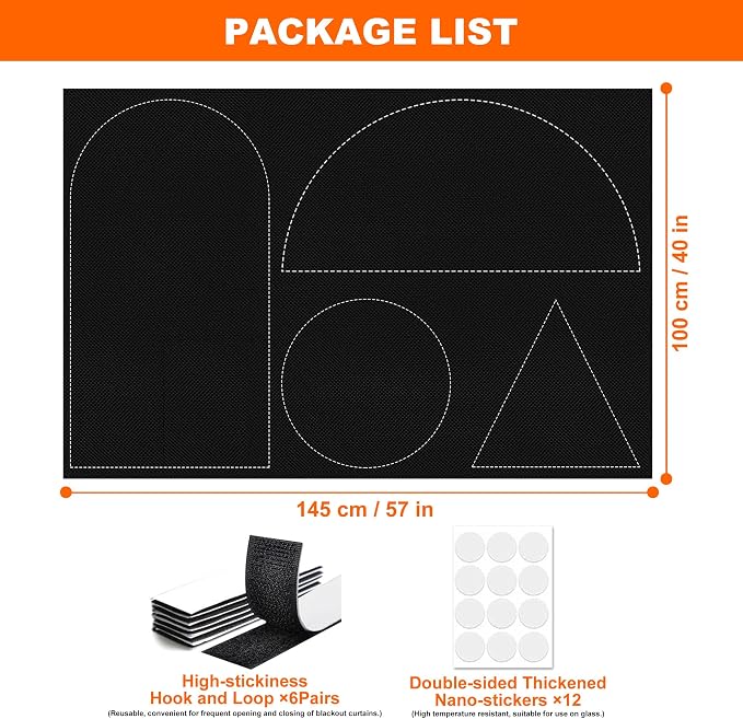 100% Black Out Window Cover Portable Blackout Shades Adhesive Thermal Blackout - Image 2