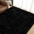 Goolela Black Area Rug 9x12 Fluffy Fuzzy Furry Rug by Goolela