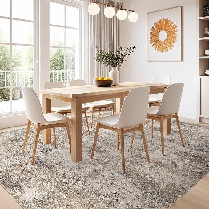 Nakagishi 5x7 Area Rugs Living Room: Washable Abstract Large Neutral Soft Rug - Image 5