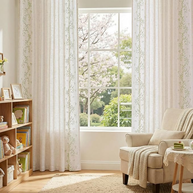 jinchan Evelyn Embroidered Linen Curtains - Image 7