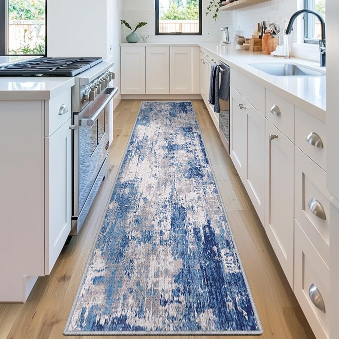 Washable Area Rugs 2'x10' Non-Slip Modern Abstract Soft - Image 3