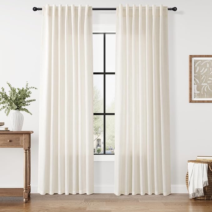 Nanspring Modern Linen Curtains 84 Inch Length 2 Panels Set by Nanspring