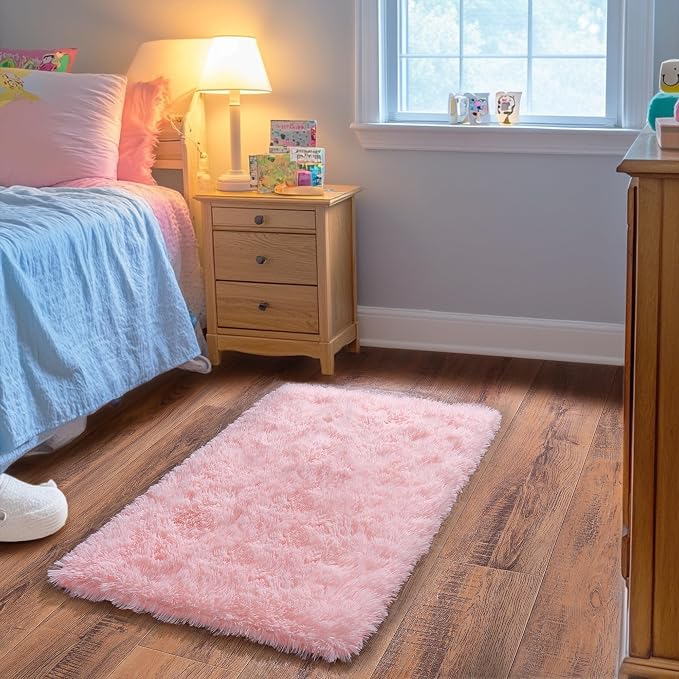 Small Area Rug, 2x3 Pink Rug for Bedroom Shaggy Throw Rugs for Girls Room - Image 5