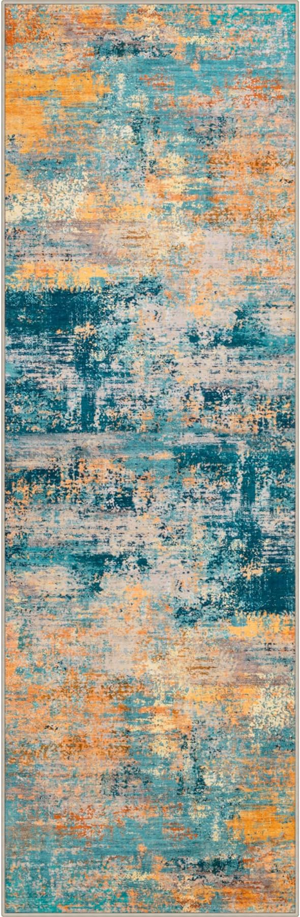 2x6 Washable Runner Rug：Modern Abstract Soft Carpet Rosy Haze | by FXRHLP