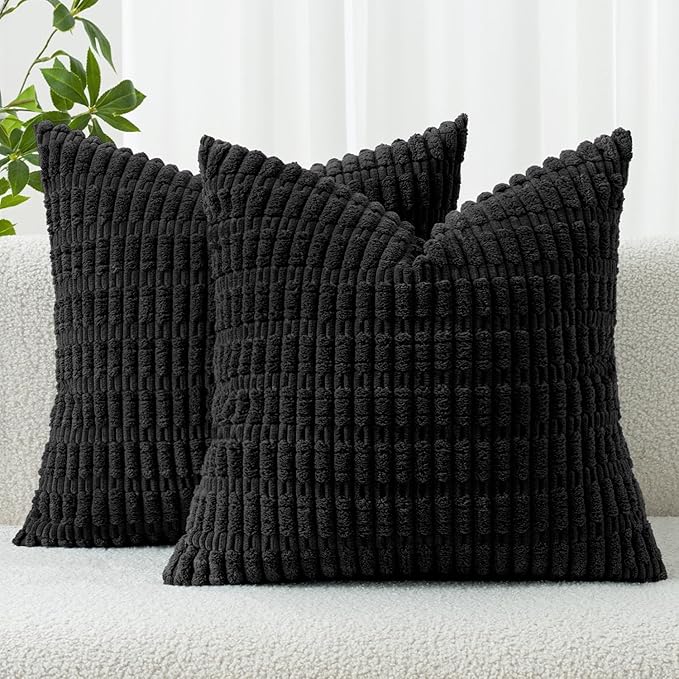 MIULEE Pack of 2 Corduroy Decorative Throw Pillow Covers 20x20 Inch Soft Boho by MIULEE