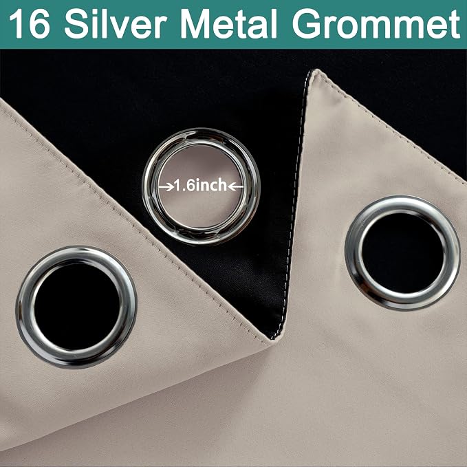 Yakamok Total Blackout Extra Wide Patio Sliding Door Curtains, Grommet Thermal - Image 6