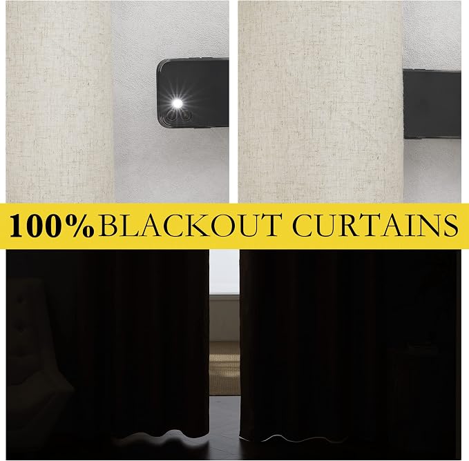 NICETOWN Natural Linen Curtains 45" Long - Image 3