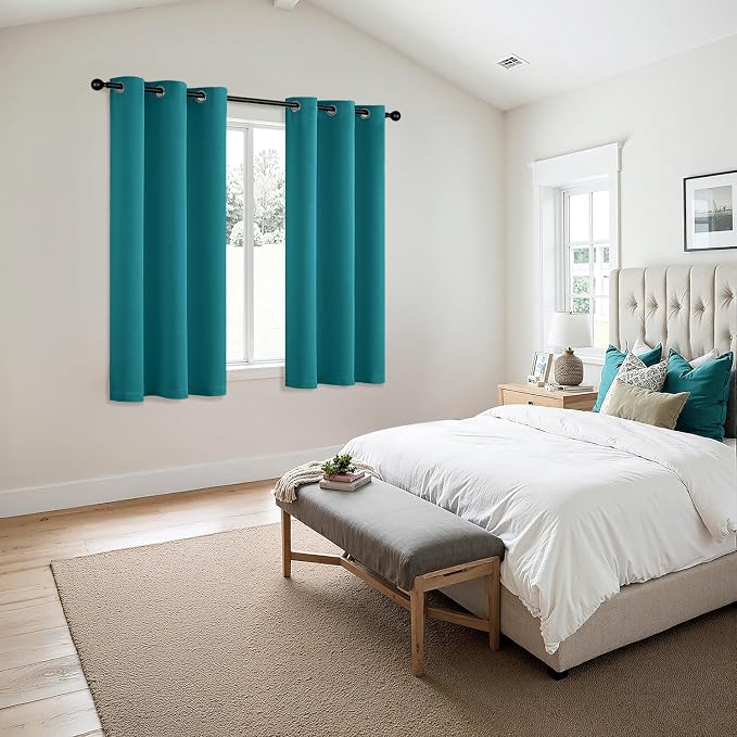 MIULEE Blackout Curtains for Bedroom 2 Panels 40 x 63 Inch Long Teal | Thermal - Image 6