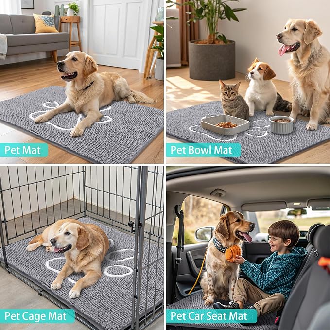 Smiry Dog Door Mat for Muddy Paws, Absorbent Dirt Trapper Non Slip Quick Dry - Image 8