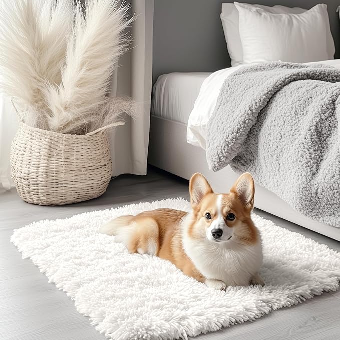 OLANLY 2x2 Machine Washable Small Rug, Soft Fluffy Shaggy Throw Rug by OLANLY