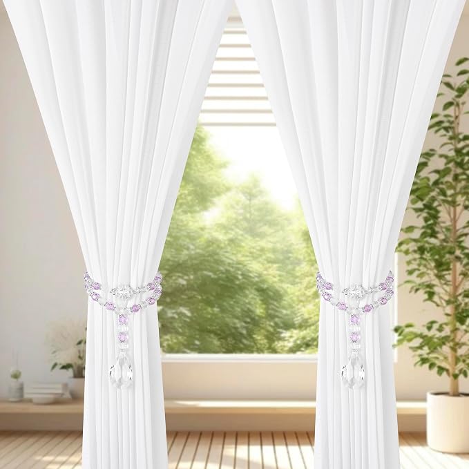 SUQ I OME 2 Pack of Luxury Crystal Beaded Magnetic Curtain Tieback and Holdback - Image 3