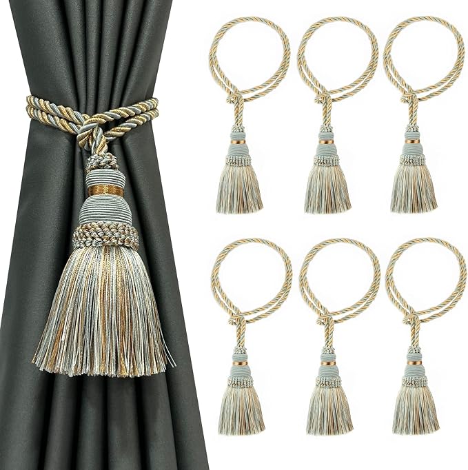 Fenghuangwu 6 Pack Curtain Tie Backs Rope Tassels by fenghuangwu