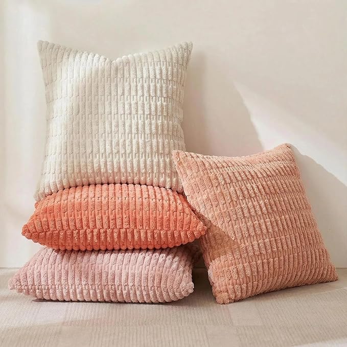 Fancy Homi 4 Packs Blush Pink Decorative Throw Pillow Covers 18x18 Inch - Image 2