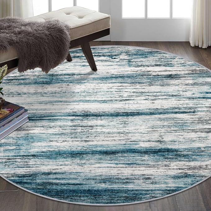 KOZYFLY Round Washable Rugs 6Ft Modern Abstract Ombre Rug by KOZYFLY