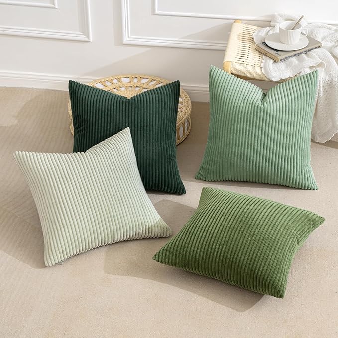 MIULEE Boho Farmhouse Sage Green Throw Pillow Covers 20x20 Inch Set of 4 - Image 4