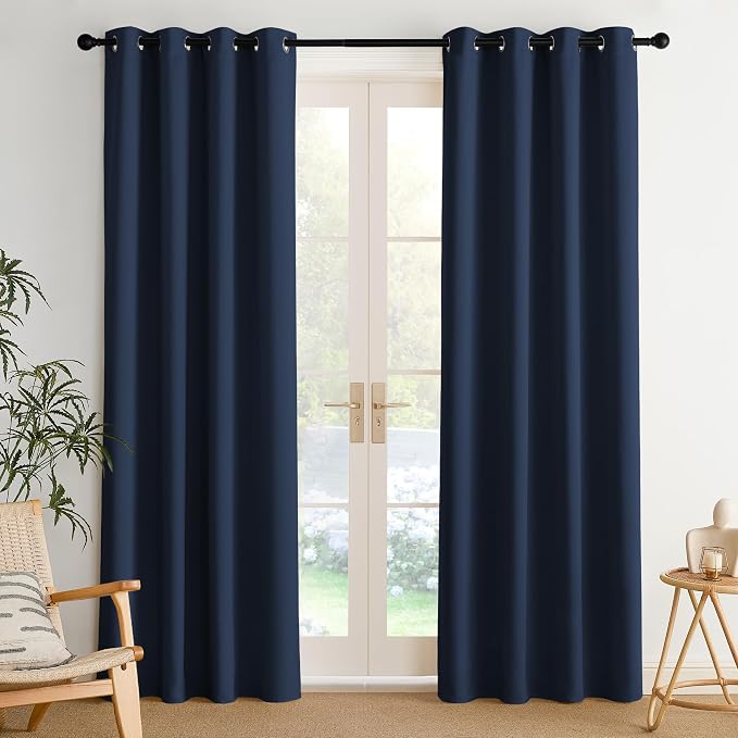 NICETOWN Room Darkening Draperies Curtains Panels, 2 Panels Navy Blue W52 x L84 by NICETOWN