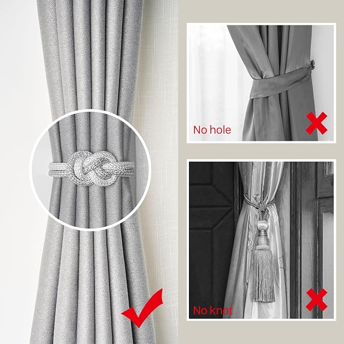 NICEEC 2 Pack Mini Magnetic Curtain Tiebacks Nordic Simple Style Drape Tie - Image 2