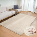 ORINOVA Beige Plush Faux Washable Rabbit Fur Area Rugs by ORINOVA