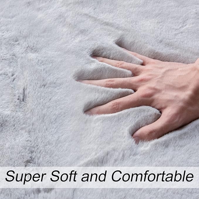 ORINOVA Washable Furry 5ft Round Area Rugs - Image 6