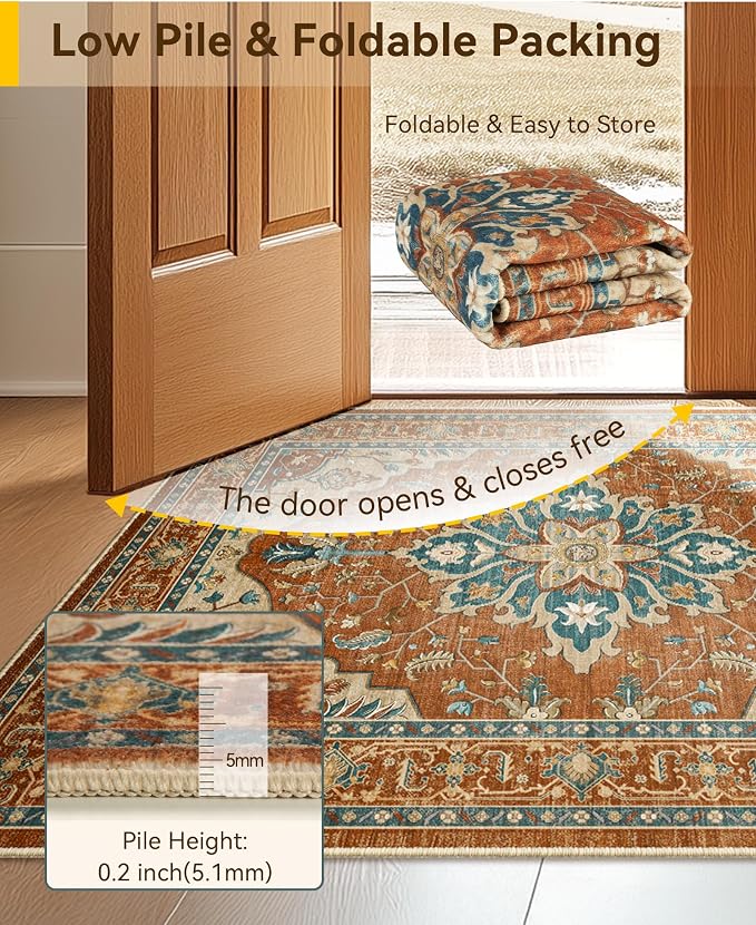 RELEANY Washable Area Rug, Runner 2'x8', Water Repellent, Pet Friendly - Image 3