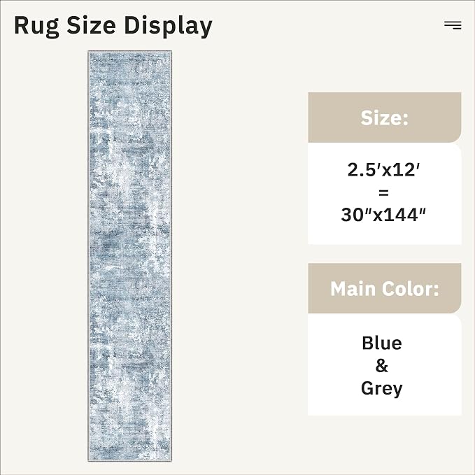 Runner Rug 2'6" x 12' Washable Non-Slip 2.5x12 ft Long Runner Rugs - Image 5