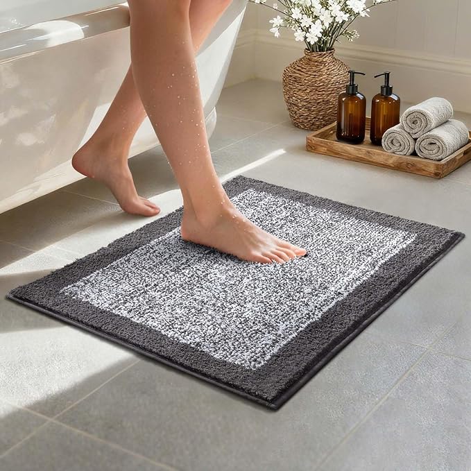 Bathroom Rugs 24x17 Non Slip Washable, Soft Absorbent Quick Dry Mats by Unknown
