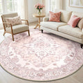 RELEANY Area Rugs 6ft Washable Non-Slip, Floral Vintage Distress Print Pattern by RELEANY
