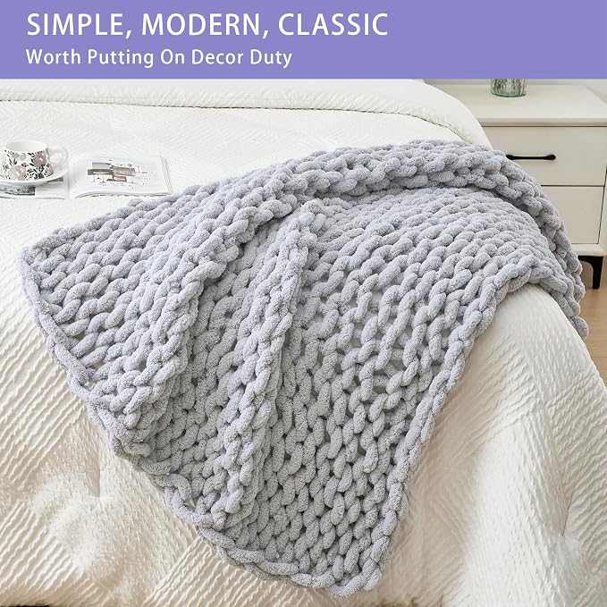 Bigacogo Chunky Knit Throw Blanket - Image 3