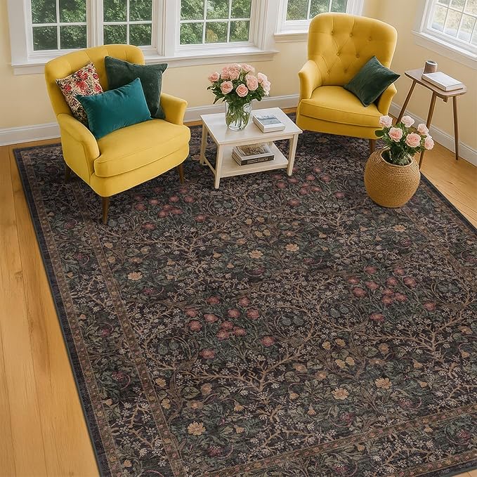 Dark Brown Washable Area Rug for Living Room - Image 3