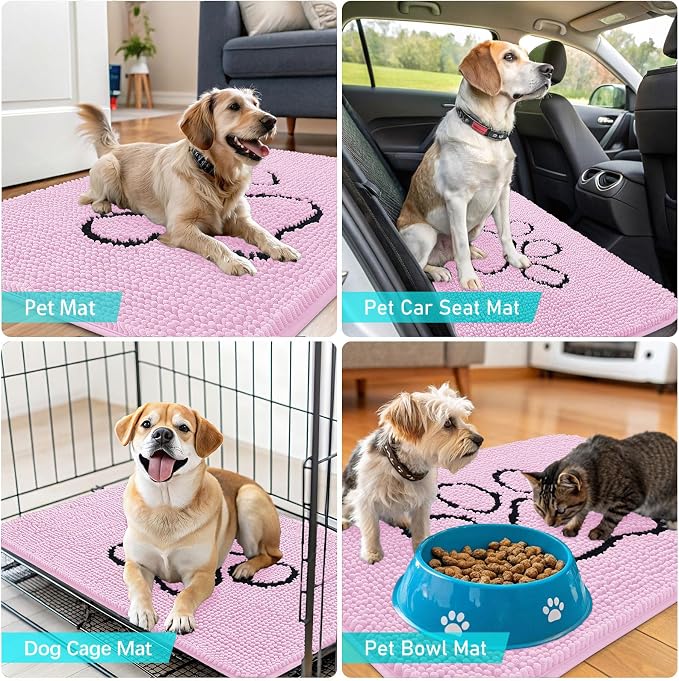 OLANLY Dog Door Mat for Muddy Paws 36x24, Paw Print Design, Absorbs Moisture - Image 7