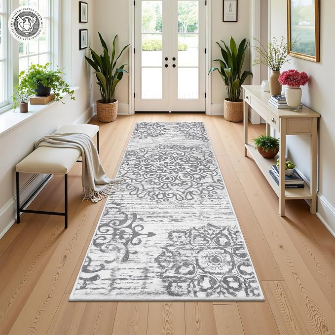 HEBE Hallway Runner Rug 2'x6' Washable Vintage Kitchen Rugs Non Slip Laundry - Image 7