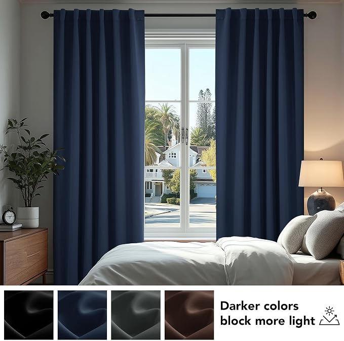 Deconovo Blackout Curtains, Thermal Insulated, W70 x L95 2 Panels, Back Tab - Image 4