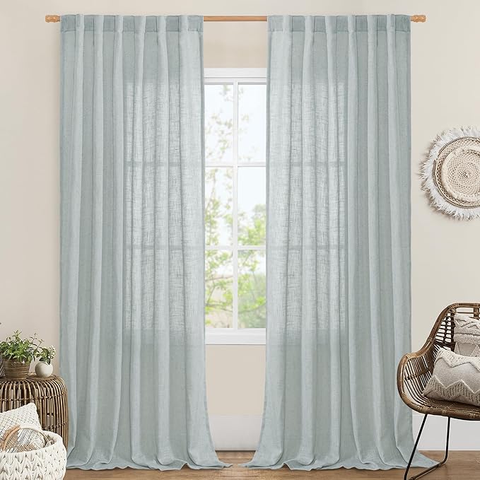 LAMIT Linen Blended Curtains for Bedroom, Faux Linen Textured Light Filtering by LAMIT