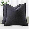 MIULEE Decorative Linen Euro Sham Pillow Covers 24x24 Dark Gray ​Boho by MIULEE