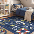 OPPODREAM Nautical Soft Area Rugs 5x7, Washable Dark Blue Rug by OPPODREAM