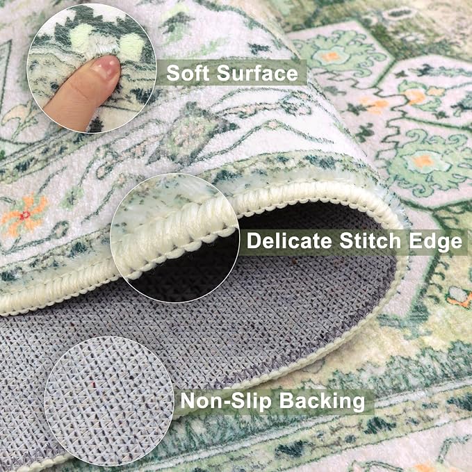 Yamaziot Washable Runner Rug, 2x8 Non-Slip Boho Vintage Hallway Rug Runner - Image 3