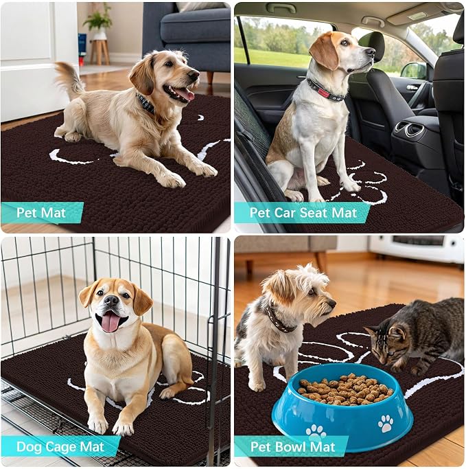 OLANLY Dog Door Mat for Muddy Paws 54x24, Paw Print Design, Absorbs Moisture - Image 7
