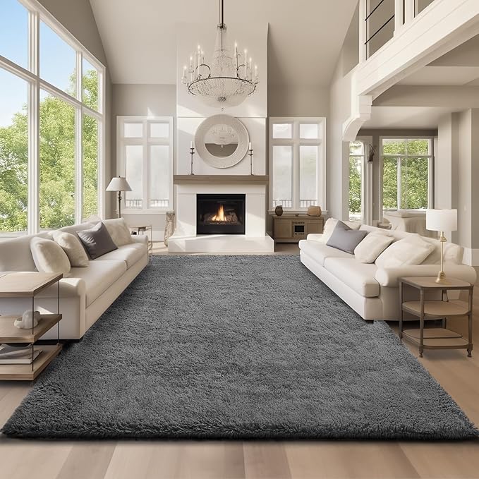 Ophanie Area Rugs 9x12 Living Room, Large Grey Bedroom Carpet, Big Shag Indoor by Ophanie