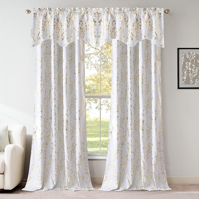 NICETOWN White Blackout Floral Kitchen Valances - Image 7