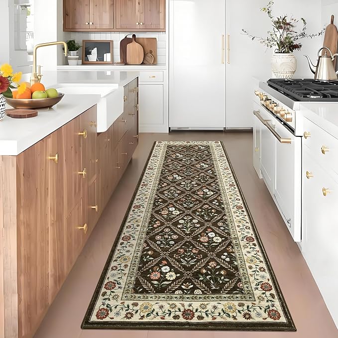 Washable Kitchen Rugs Non Slip 2x6 Hallway Runner Rug Stain Resistant Low Pile - Image 2