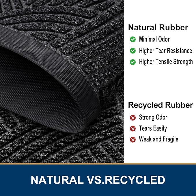 Smiry Front Door Mat Outside Entrance, Heavy Duty Sturdy Natural Rubber Doormat - Image 5