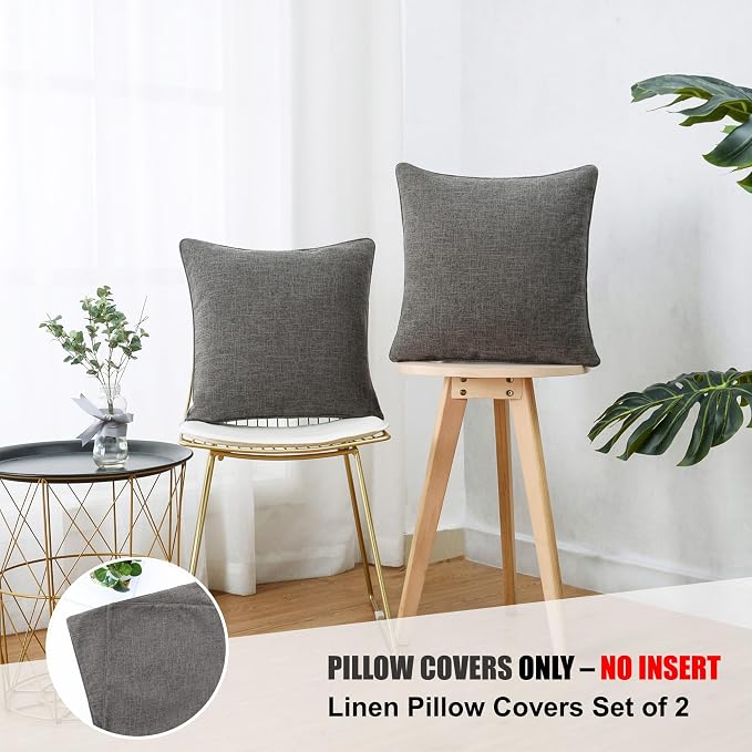 HPUK Linen Throw Pillow Covers Pack of 2, 20x20 Inch Accent Cushion Covers - Image 2