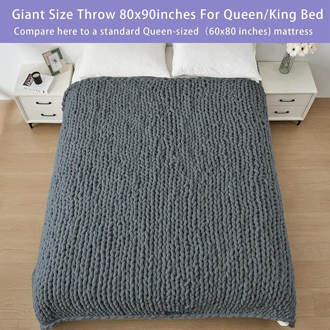 Bigacogo Chunky Knit Throw Blanket - Image 5