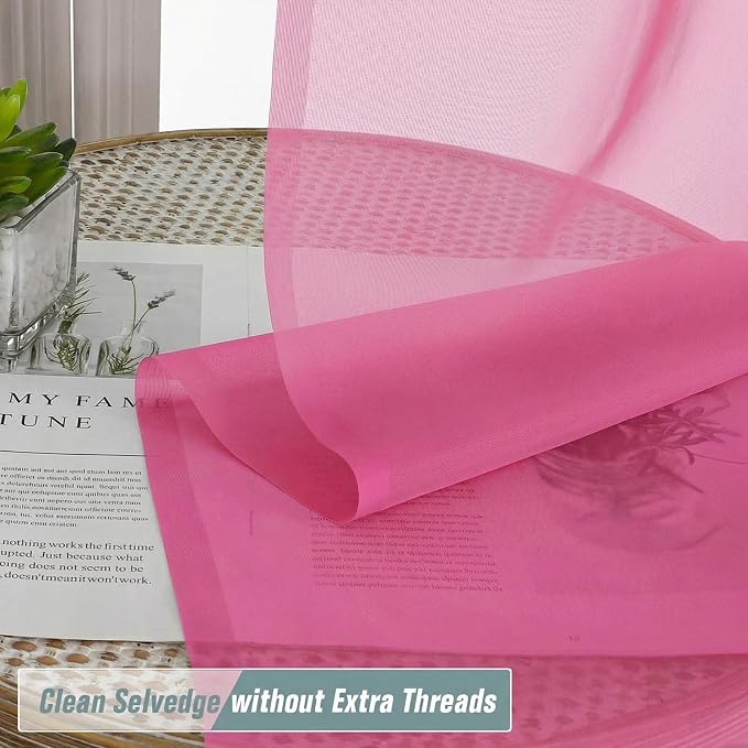 Sheer Curtains 63 Inch Length 2 Panels, Voile Sheer Curtain - Image 2