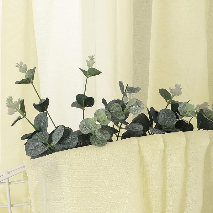 Tollpiz Sheer Curtains Bedroom Linen Textured Curtain Sheers Light Filtering - Image 6