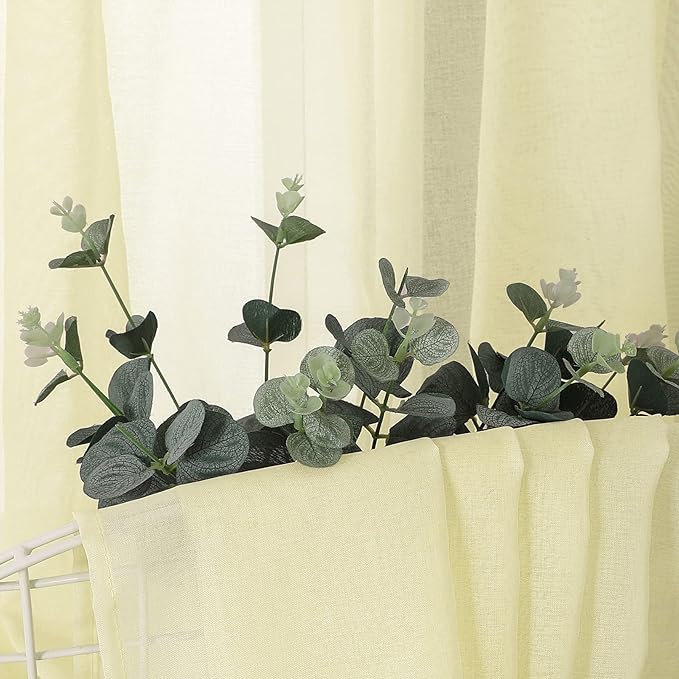 Tollpiz Sheer Curtains Linen Textured Bedroom Curtain Sheers Light Filtering - Image 6