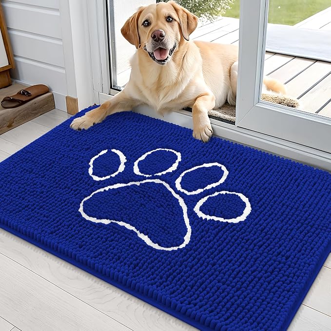 OLANLY Dog Door Mat for Muddy Paws 36x24, Paw Print Design, Absorbs Moisture by OLANLY